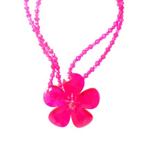Luxury Big Bold Hot Pink Crystal Flower Statement Necklace for Party or Show